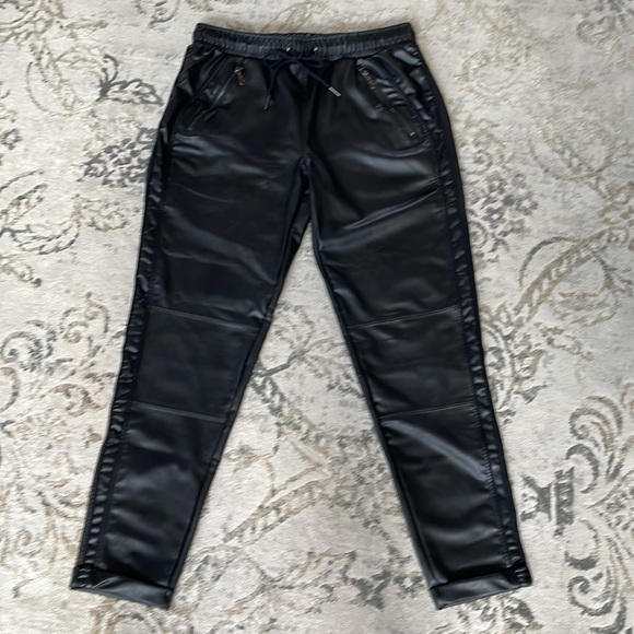 David Lerner Faux Leather Jogger Pants - Picture 2 of 8